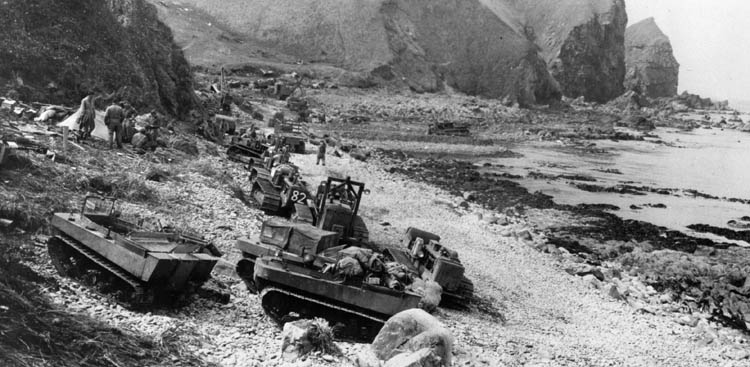 Weasels and bulldozers sit in the foreground of this photo taken on August 16, 1943, in the camp of the 87th Mountain Infantry Regiment on the island of Kiska in the Aleutians after it was retaken from the Japanese.