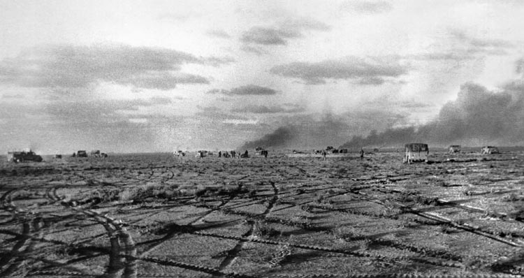 Vehicle tracks crisscross the landscape in North Africa, circa 1941-42. Rommel tended to photograph geometric patterns due to his apparent visual interest in them.