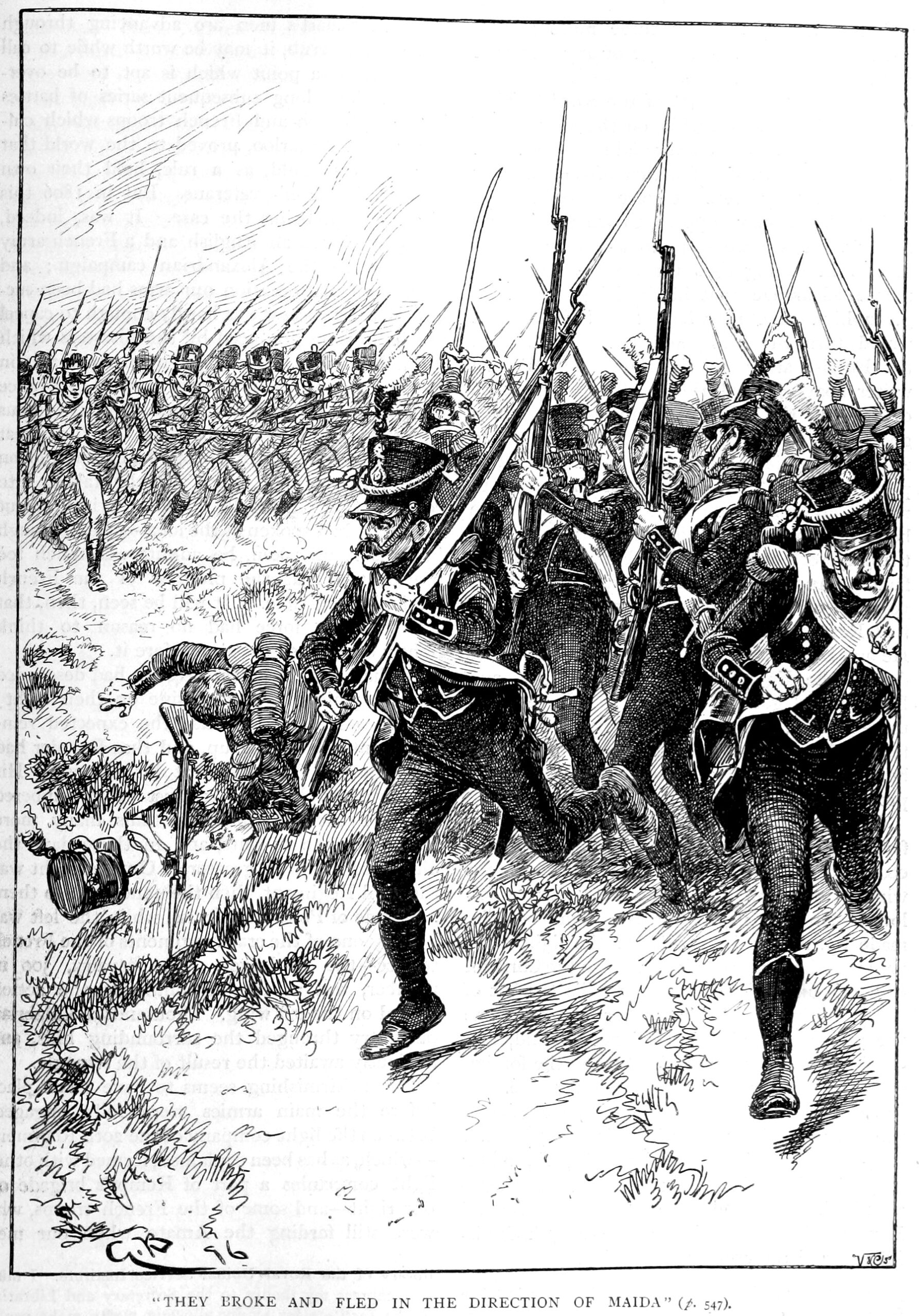 Lieutenant Colonel James Kempt’s British troops give cold steel to visibly shaken soldiers of the French 1st Light Infantry Regiment.