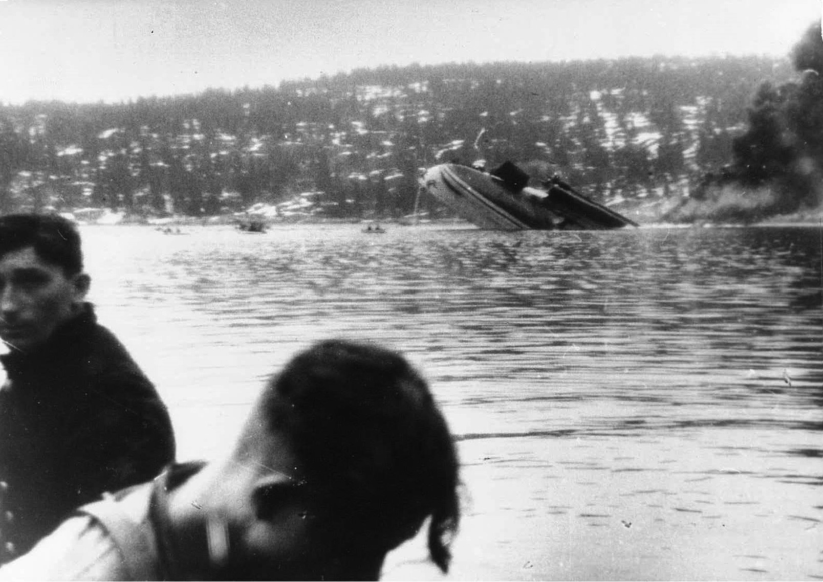 The stern of the Blücher remains above the water’s surface momentarily as the ship begins its final plunge. The sinking of Blücher was an embarrassment for the Kriegsmarine.