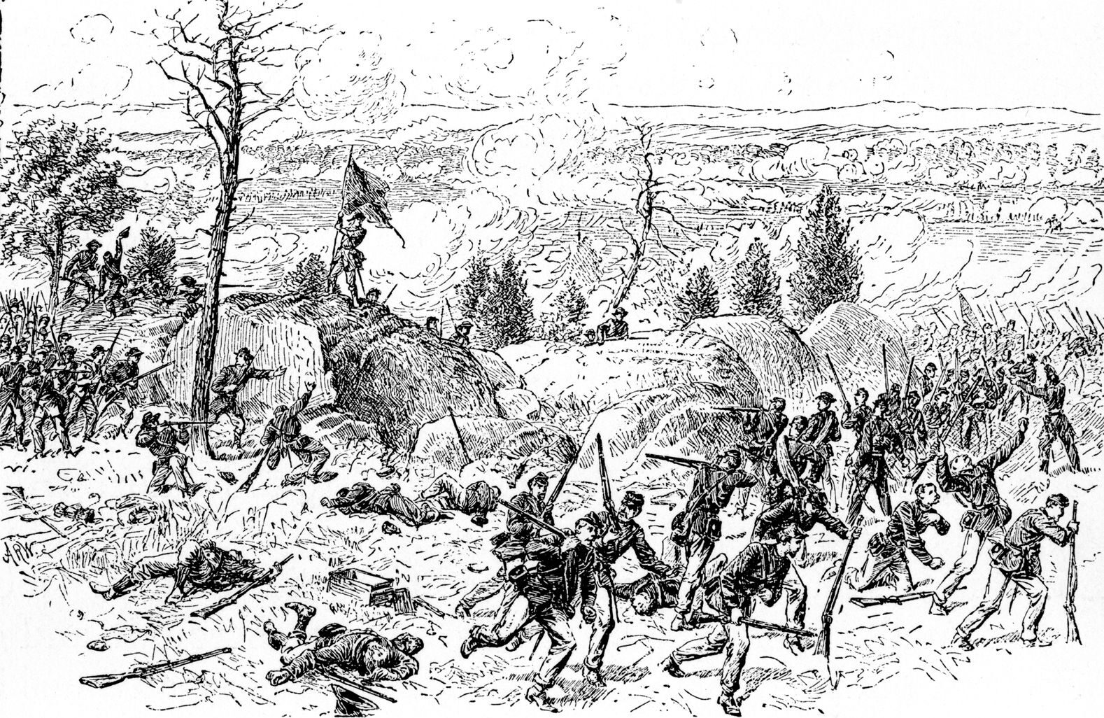 A series of desperate charges and counter-charges occurred at Houck’s Ridge as John Bell Hood’s Georgians and Texans sought to wrest control of the high ground from its Union defenders.