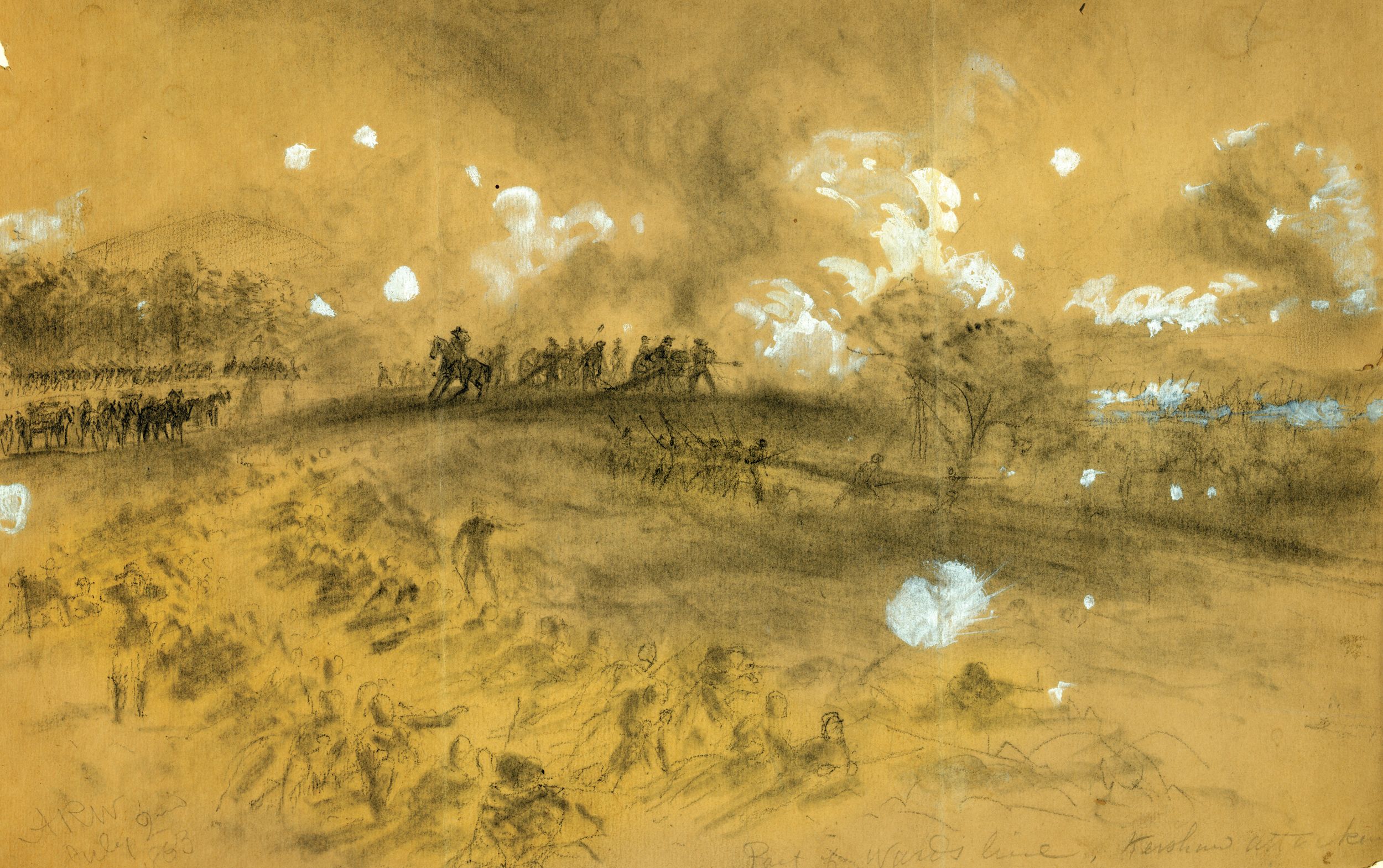 Joseph Kershaw's South Carolinians storm the Peach Orchard during Lafayette McLaws echeloned attack against the Union III Corps.