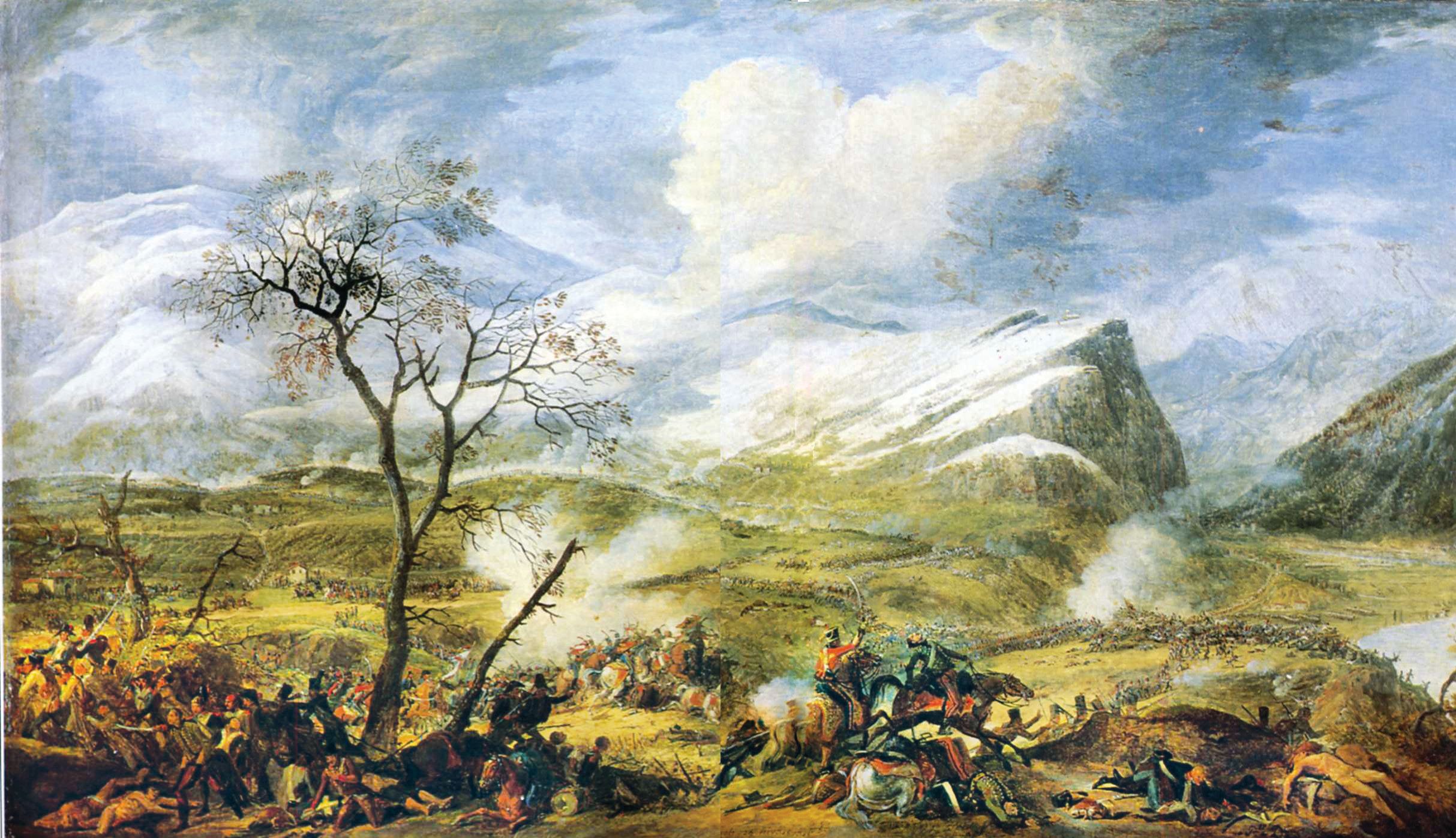 Austrian troops became disorganized as they fought across the broken terrain at the Battle of Rivoli, and French cavalry exploited the situation.