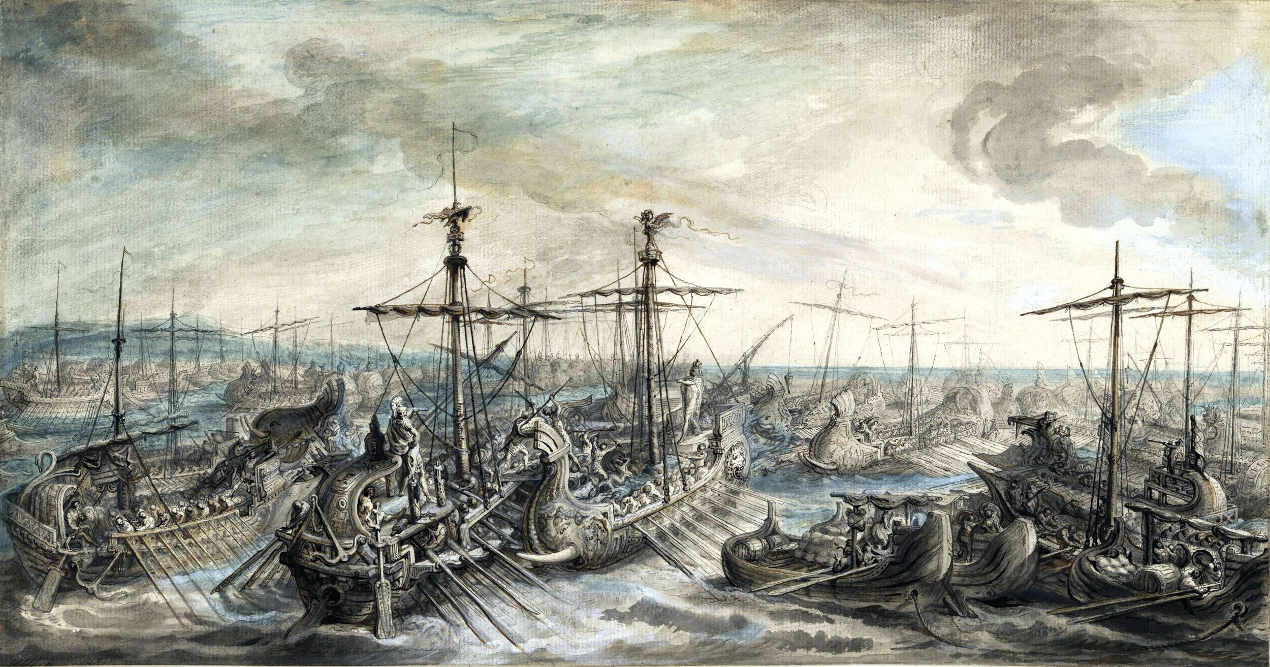 The naval clash at Ecnomus unfolded as a series of separate actions; after defeating the Carthaginian center force, Roman squadrons were able to overwhelm the remaining formations.