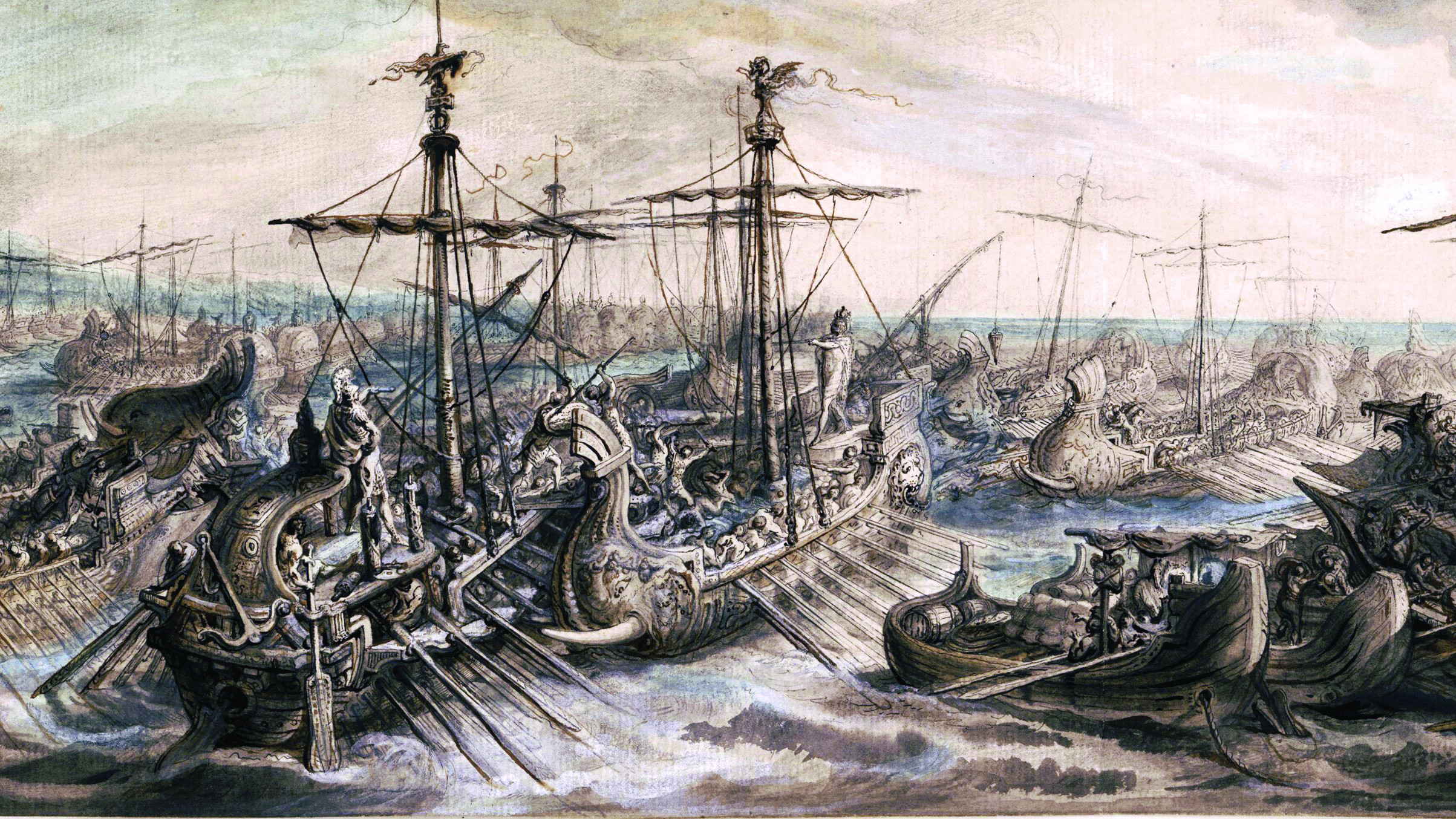 The naval clash at Ecnomus unfolded as a series of separate actions; after defeating the Carthaginian center force, Roman squadrons were able to overwhelm the remaining formations.