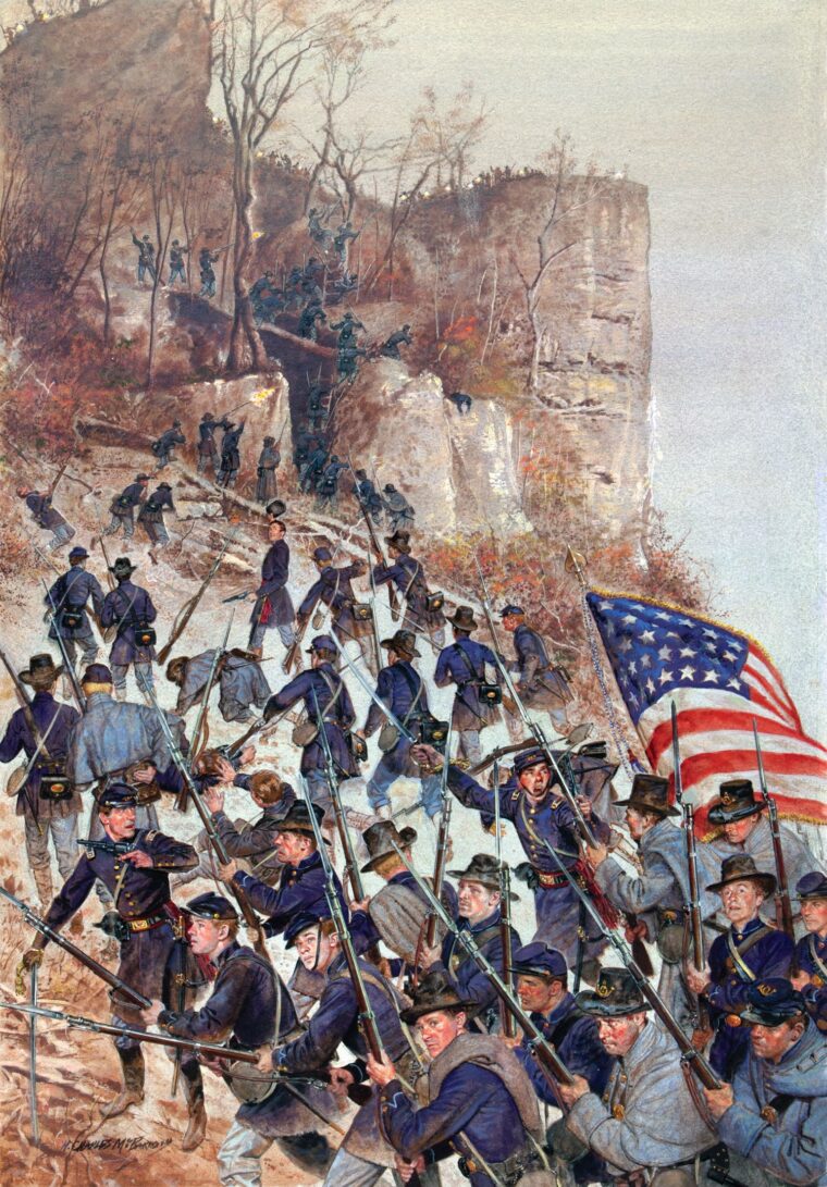 The Iron Brigade storms Confederate positions at Turner’s Gap in South Mountain three days before the war’s bloodiest day at Antietam Creek.