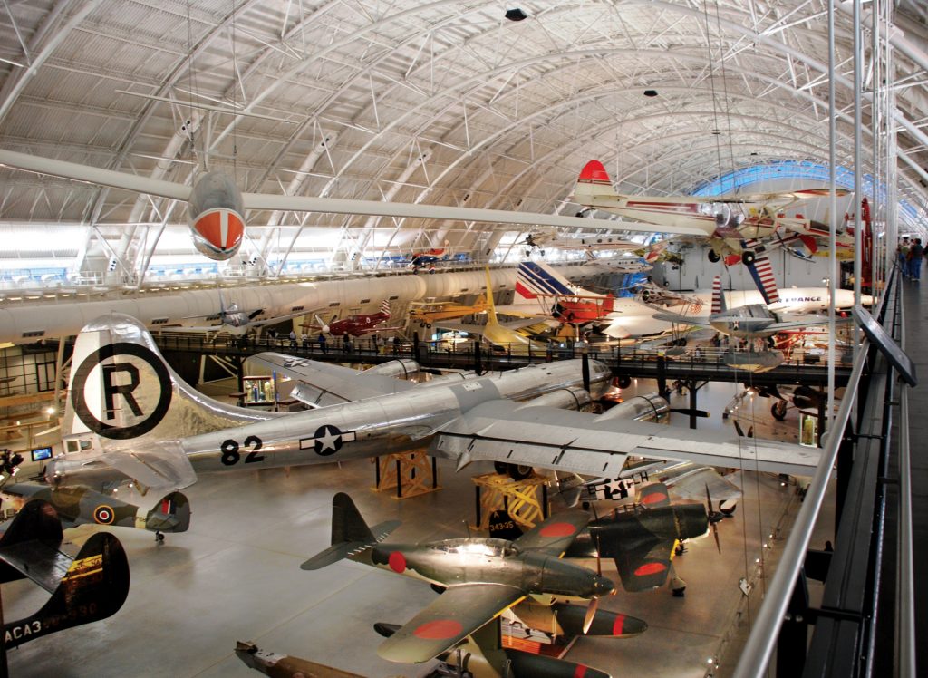 Warplanes of all sizes, varieties, eras, and nationalities—including the B-29 “Enola Gay”—fill the 760,000-square-foot hangar ay the Udvar-Hazy Center.