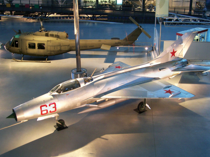 A MiG 21-F-13 is on display in the Vietnam War section of the museum. 