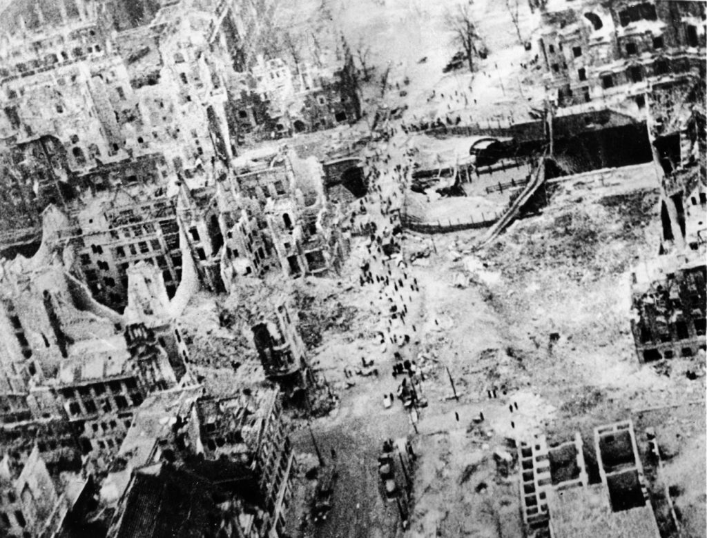 From 1940 to 1945, Berlin was one of the war’s most heavily bombed cities. The British and Americans, in 363 raids, dropped neary 70,000 tons of bombs and the Soviets hit it with bombs and massed artillery. Most of the city was reduced to rubble.