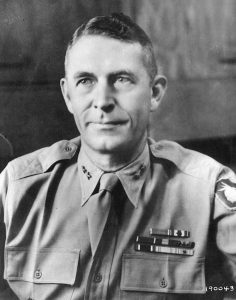 Maj. Gen. Ralph C. Smith, U.S. Army 27th Infantry Division, was relieved of command by Marine Lt. Gen. Holland Smith on charges that his unit was not aggressive enough.
