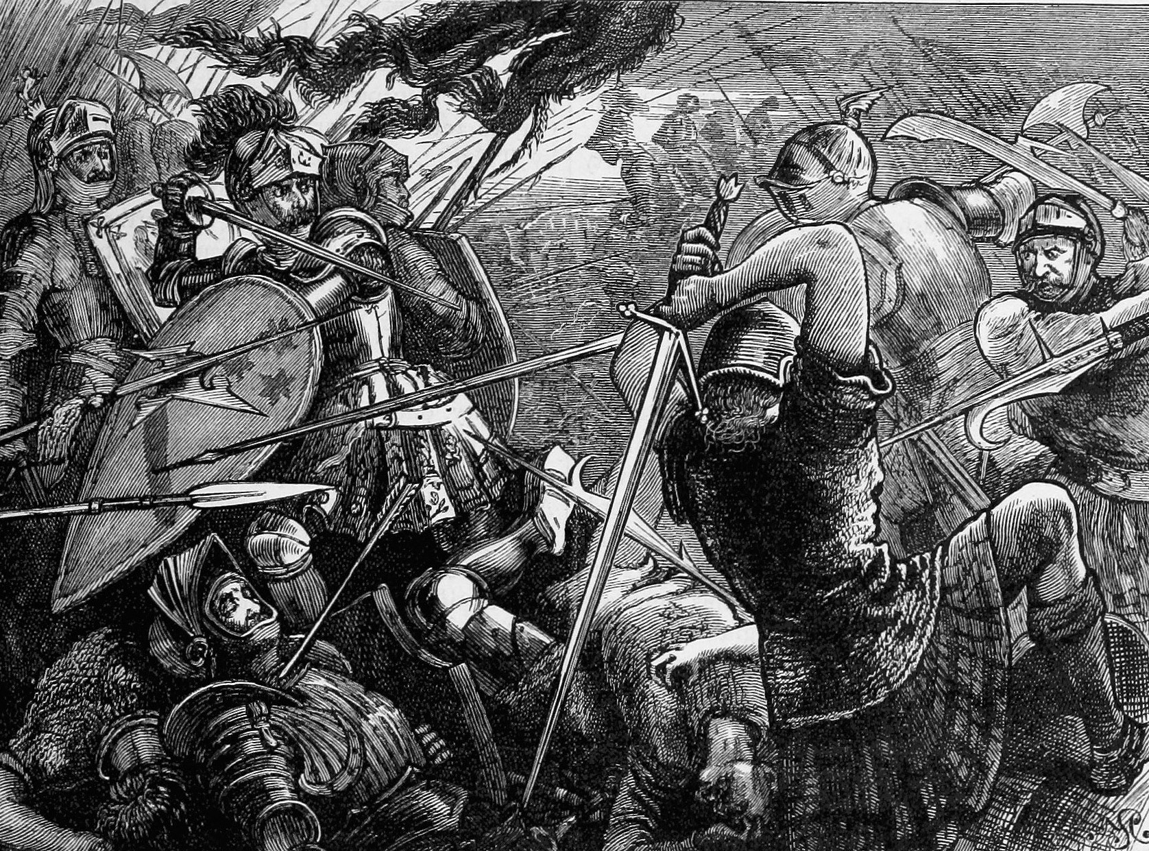  The Scottish earls of Lennox and Argyle, whose highlander reserves failed to shore up King James’ division, fell prey to Lord Stanley’s fast-moving brigade of archers. Approaching the highlanders over dead ground, they caught the division by surprise and routed it. 
