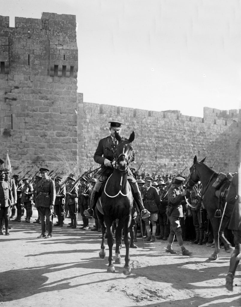 General Sir Edmund Allenby enters Jerusalem in triumph in December 1917, thus ending four centuries of Ottoman rule.