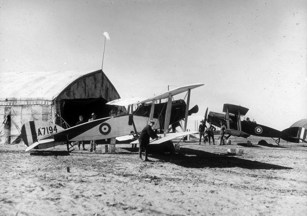 Allied aircraft played a key role supporting British infantry, cavalry, and tanks that broke through the Turkish defenses in Palestine.