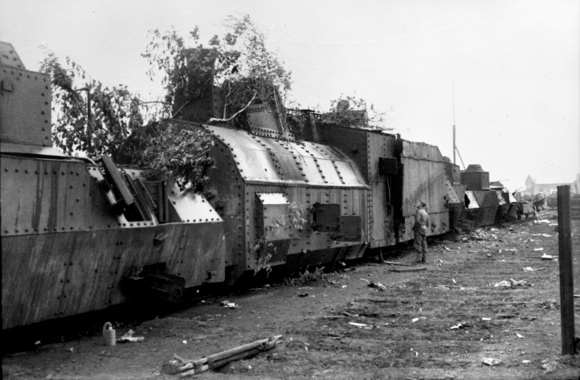 This Soviet armored train has been stopped in its tracks by German fire during the Wehrmacht advance. The summer of 1942 was one of renewed optimism for some German generals; however, the situation soon deteriorated amid stiffening Soviet resistance.
