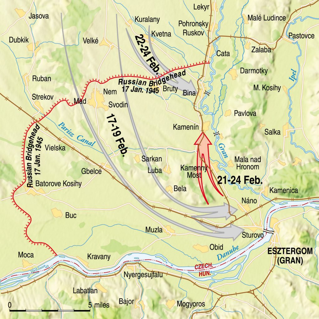 During the winter of 1945, SS units inflicted heavy losses on the Red Army and took back large amounts of territory near the vicinity of the Gran Bridgehead.