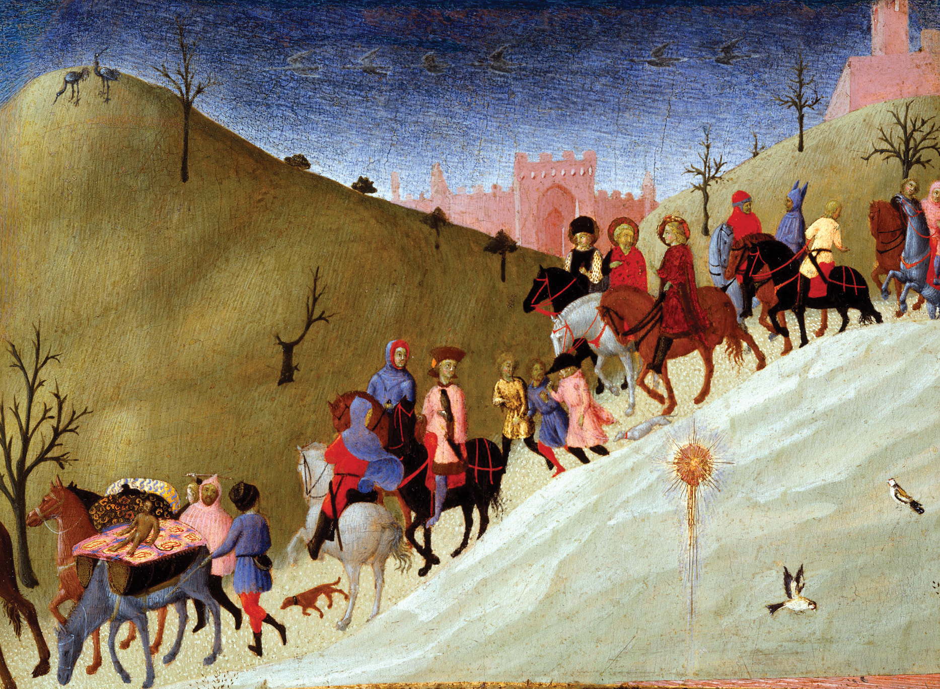 Christians undertake a pilgrimage to Muslim-controlled Jerusalem in a 15th-century painting. Broquiere was questioned frequently as to his intentions by Muslims he encountered during his journey.