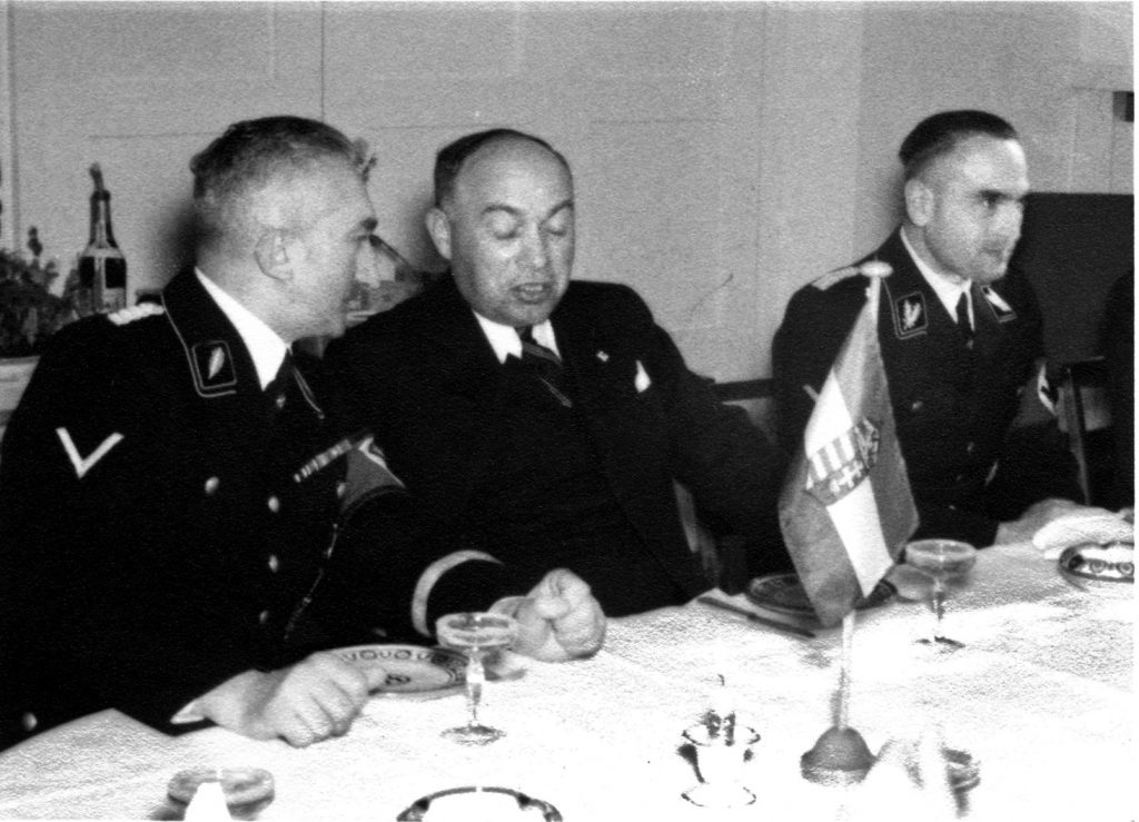 Murderers’ Row (L to R): Arthur Nebe, head of Einsatzgruppe B; Nazi scholar Dr. Helmut de Boor; Werner Best, commander of all Einsatzgruppen forces. 