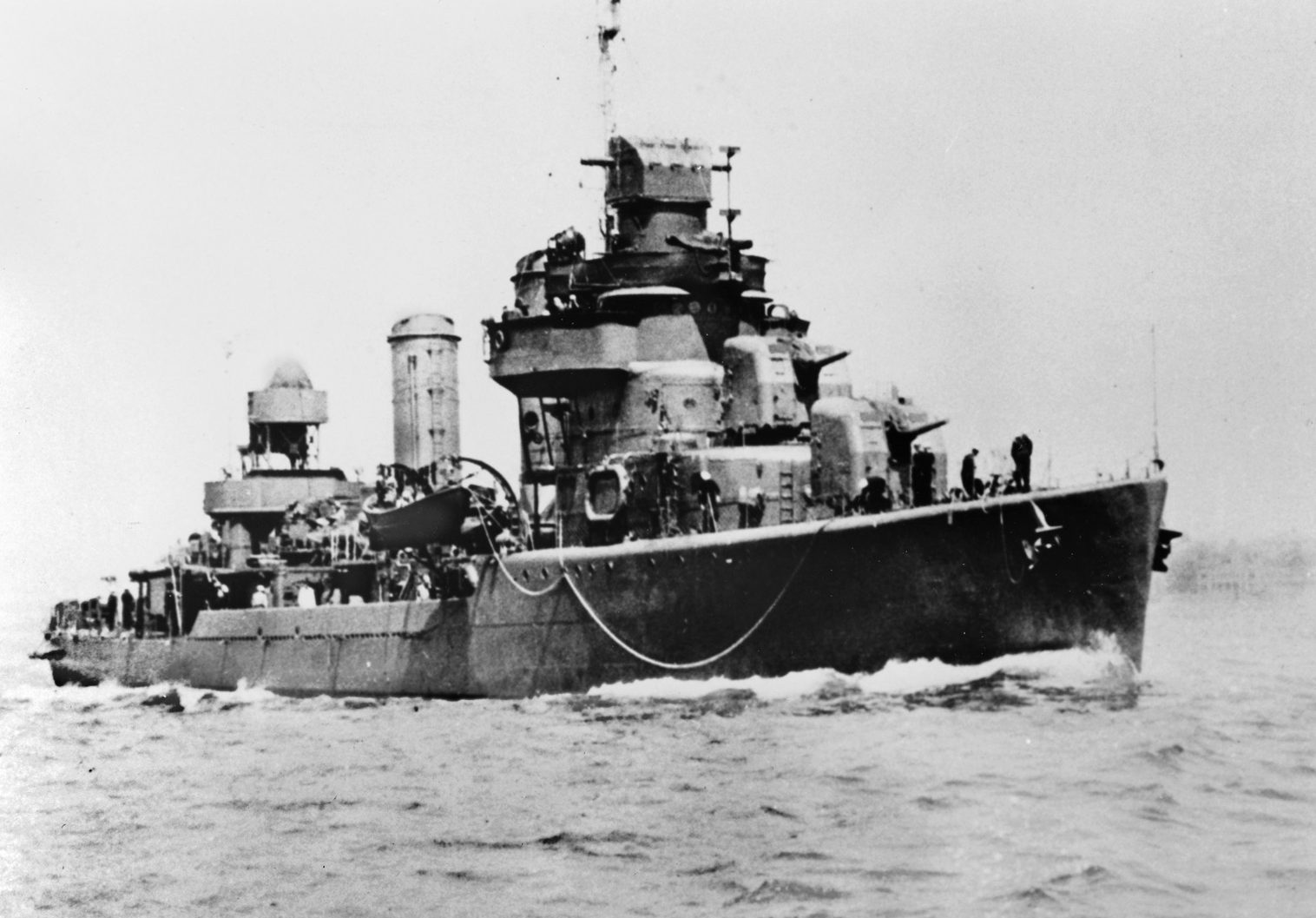 USS Gwin, underway in 1941. The Gleaves-class destroyer had been commissioned in January of that year.