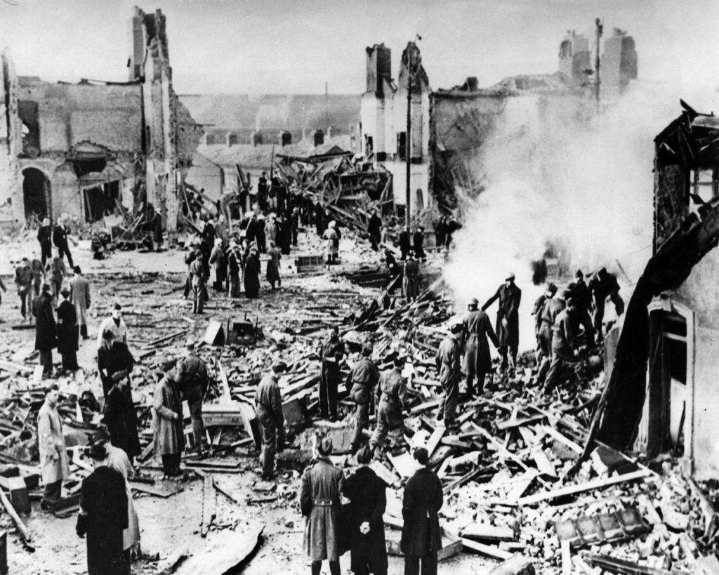 As many as 40 Irish citizens were killed during a German air raid that hit the heart of Dublin, capital city of the Irish Republic, on May 30, 1941.