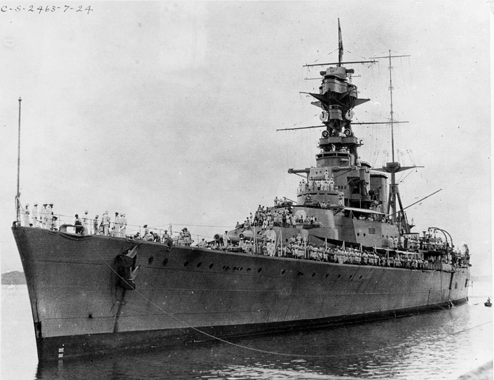 The Royal Navy battlecruiser HMS  Hood, photographed during its transit of the Panama Canal in 1924. 