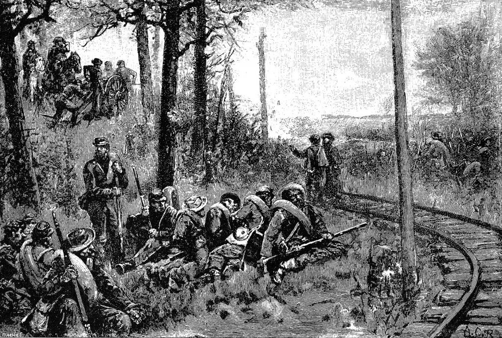 Stonewall Jackson’s Rebels await the Union onslaught at Hamilton’s Crossing on the RF&P Railroad. Jackson established a defense in depth to ensure that his opponent would not be able to dislodge his troops. 