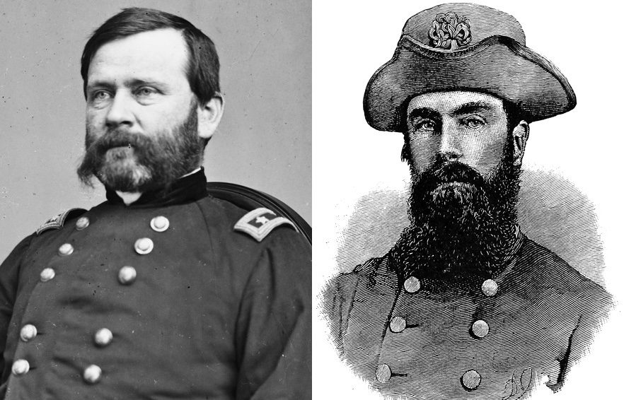 Maj. Gen. William B. Franklin (left) was slow to get his 55,000 Union soldiers into action against Lt. Gen. Thomas J. “Stonewall” Jackson’s corps. Hard-fighting South Carolinian Maxcy Gregg lost his life in the initial Union assault into the woods along the RF&P Railroad.