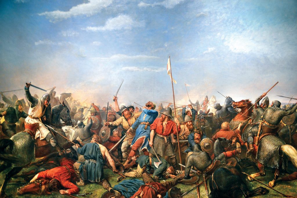 Norwegian King Harald Hardrada is mortally wounded by an English arrow at the Battle of Stamford Bridge. Shortly afterwards, King Harold Godwinson raced south to defend English soil against the Norman invaders.