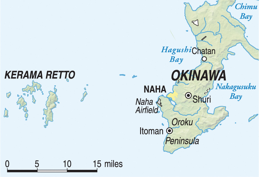 The Kerama Retto island group lies 15 miles west of Okinawa.