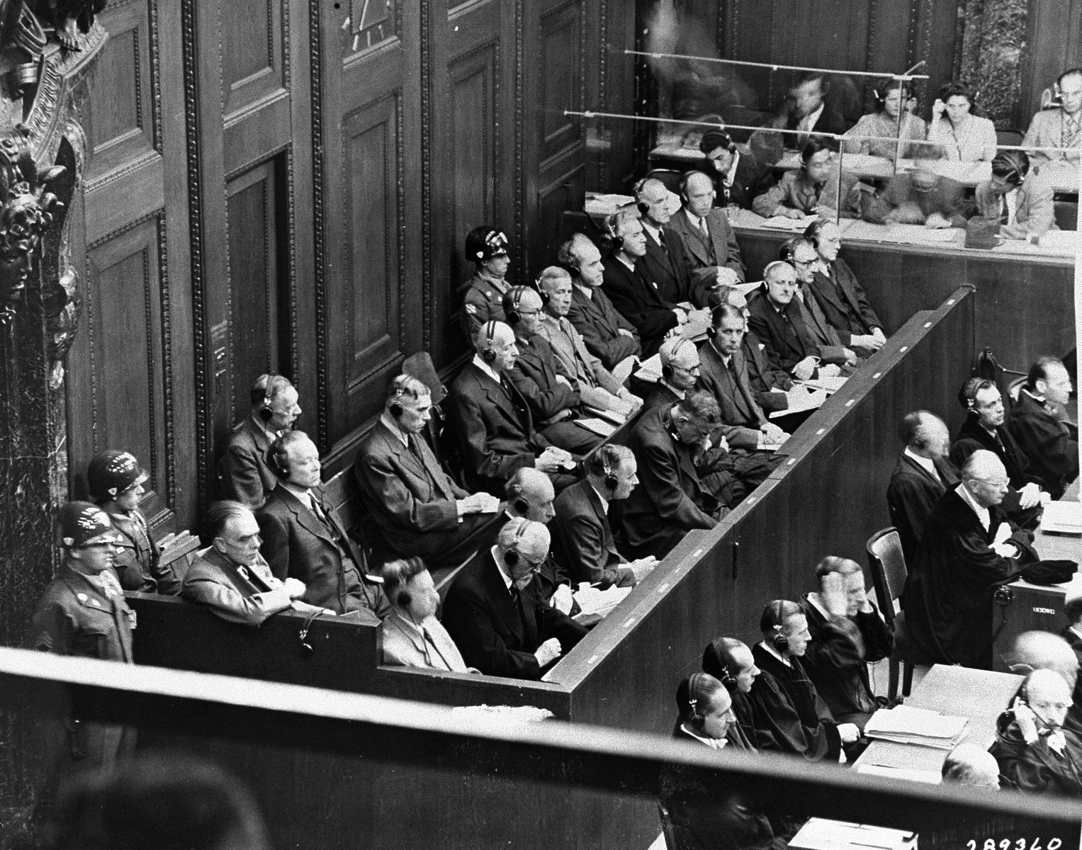Executives of the I.G. Farben chemical company stand trial for producing Zyklon B, the poison gas used in the Nazi death camps, as well as committing other crimes.