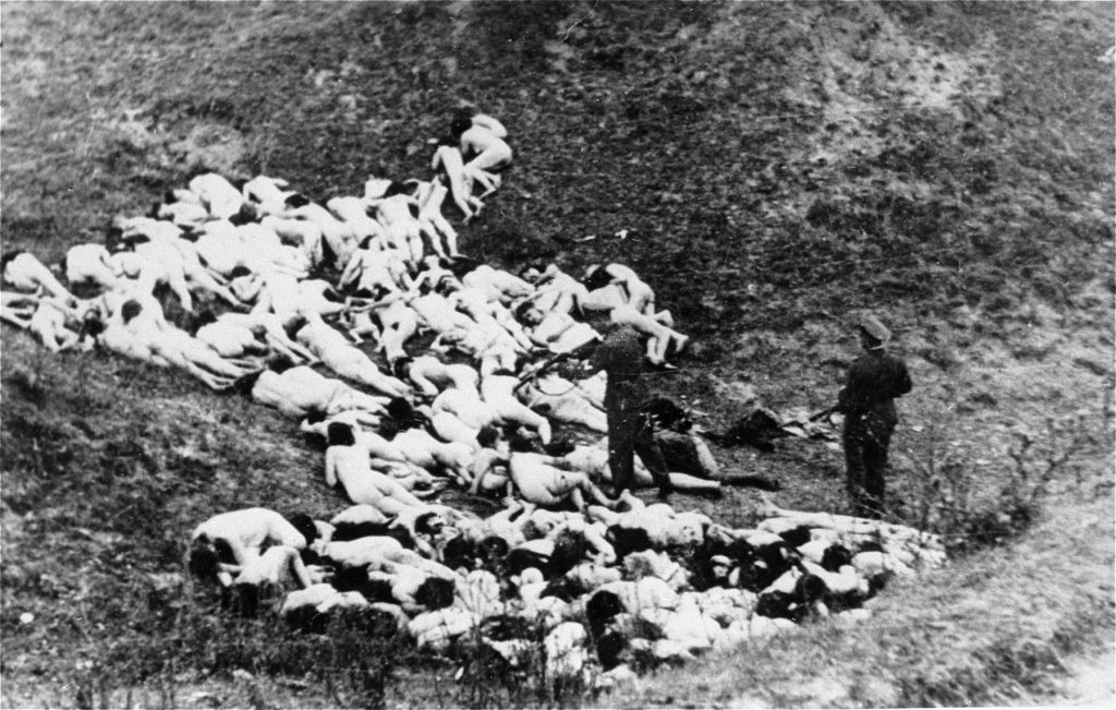 More than two million people were murdered by SS Einsatzgruppen mobile death squads on the Eastern Front. Twenty-four unit commanders went on trial; 14 were executed.