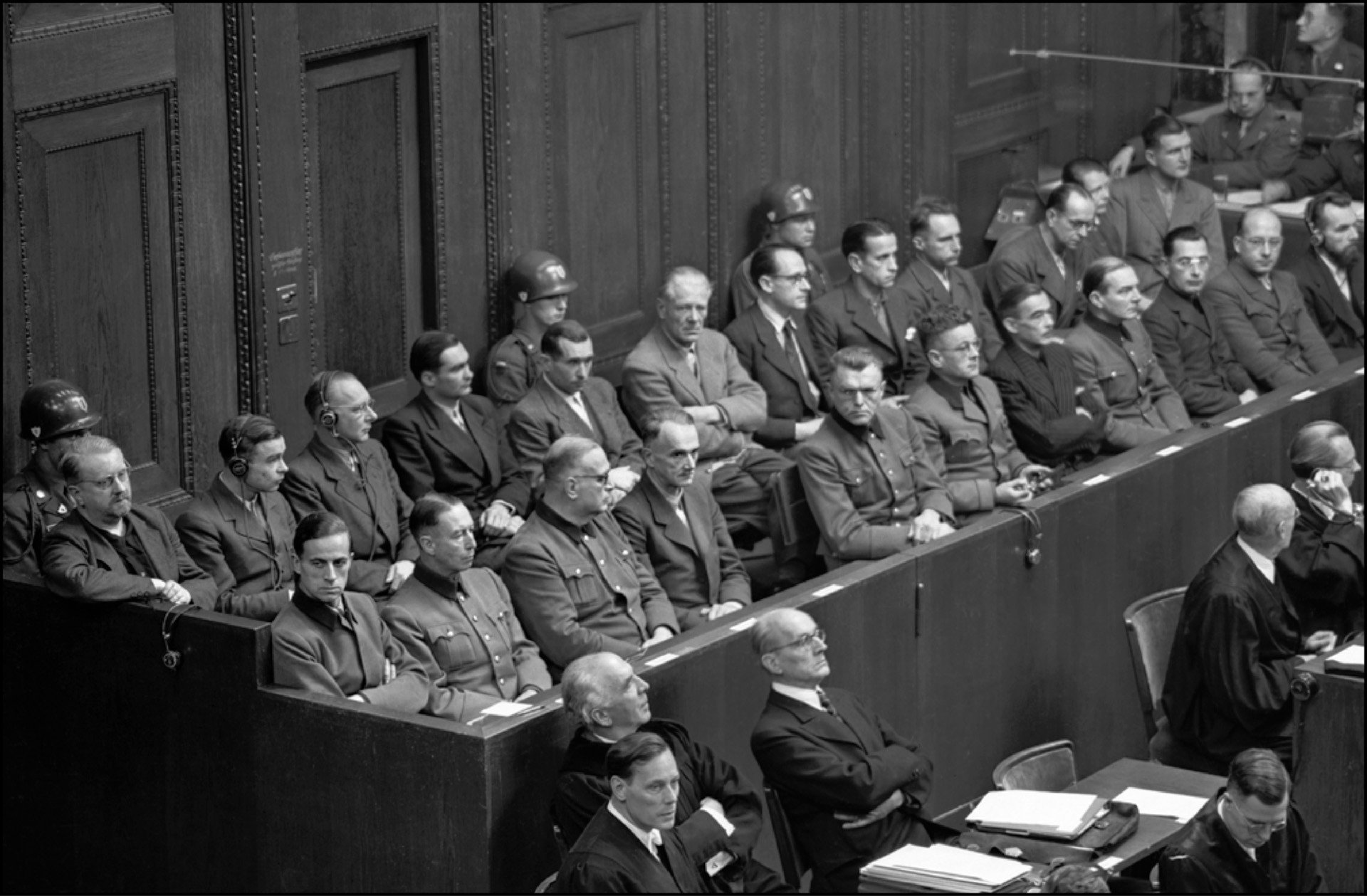 The Doctors’ Trial—one of 12 additional tribunals—involved Nazi doctors and officials accused of performing heinous medical experiments on concentration camp inmates. SS General Dr. Karl Brandt, one of Hitler’s physicians, is at lower left.