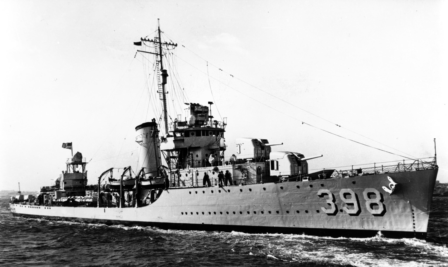 The destroyer USS Ellet is photographed at sea in February 1939. Eugene Simpson served as an officer aboard the destroyer during the disastrous Battle of Savo Island in the Solomons in August 1942. 