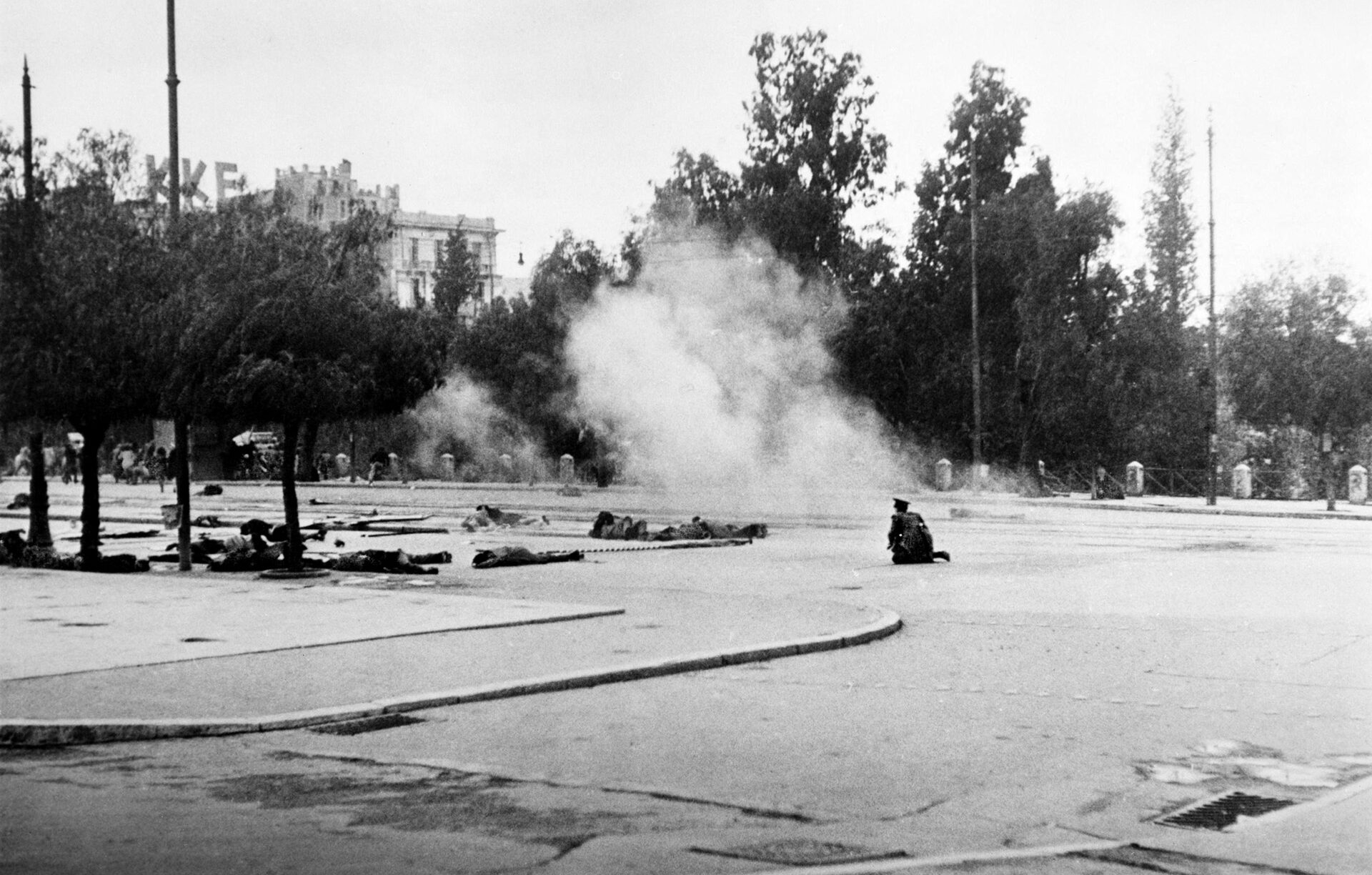 Civil unrest in Athens led to a demonstration near the Greek Parliament building on December 3, 1944. When violence erupted, 28 protesters of the Communist EAM lay dead in the street, while others were wounded. The incident was a harbinger of the death and destruction to come.