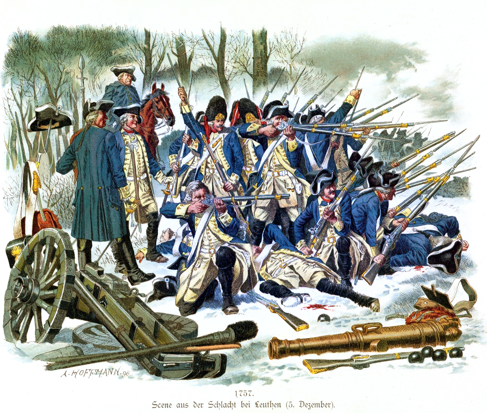 Frederick ensured his musketeers had sufficient ammunition at Leuthen by ordering the wagons laden with ammunition to follow closely behind the advancing infantry. 