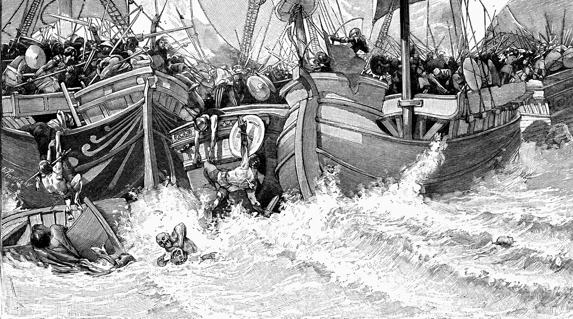 As the tide of battle turned in favor of the English, they slaughtered the remaining French crews and flung their corpses overboard. Both of the French commanders were killed and 190 of their ships captured or sunk.