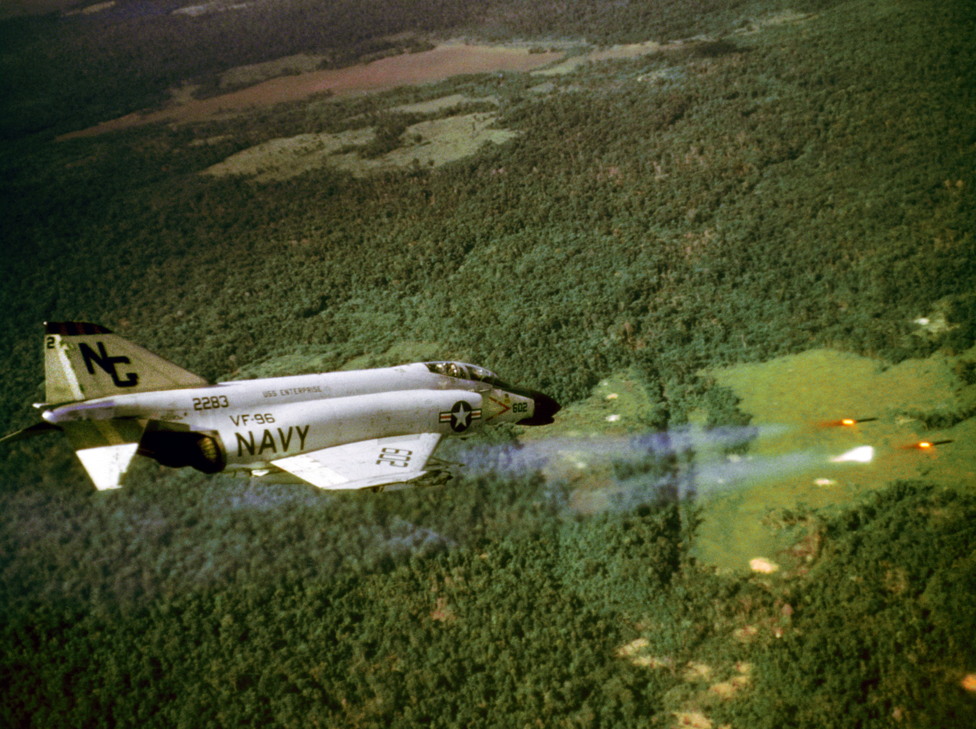 Navy airmen flew missions over North Vietnam with the two-seat F-4B, F4J, and RF-4B, while Air Force pilots flew missions with the F4-C, F-4D, and RF-4C. While the pilot in the front seat flew the plane, the weapons-system officer in the backseat handled navigation, radar, and weapons.