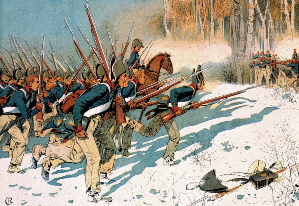 Marshal Davout’s troops nearly tipped the battle in favor of the French, but the arrival of Prussian troops in the nick of time stopped Davout’s advance.