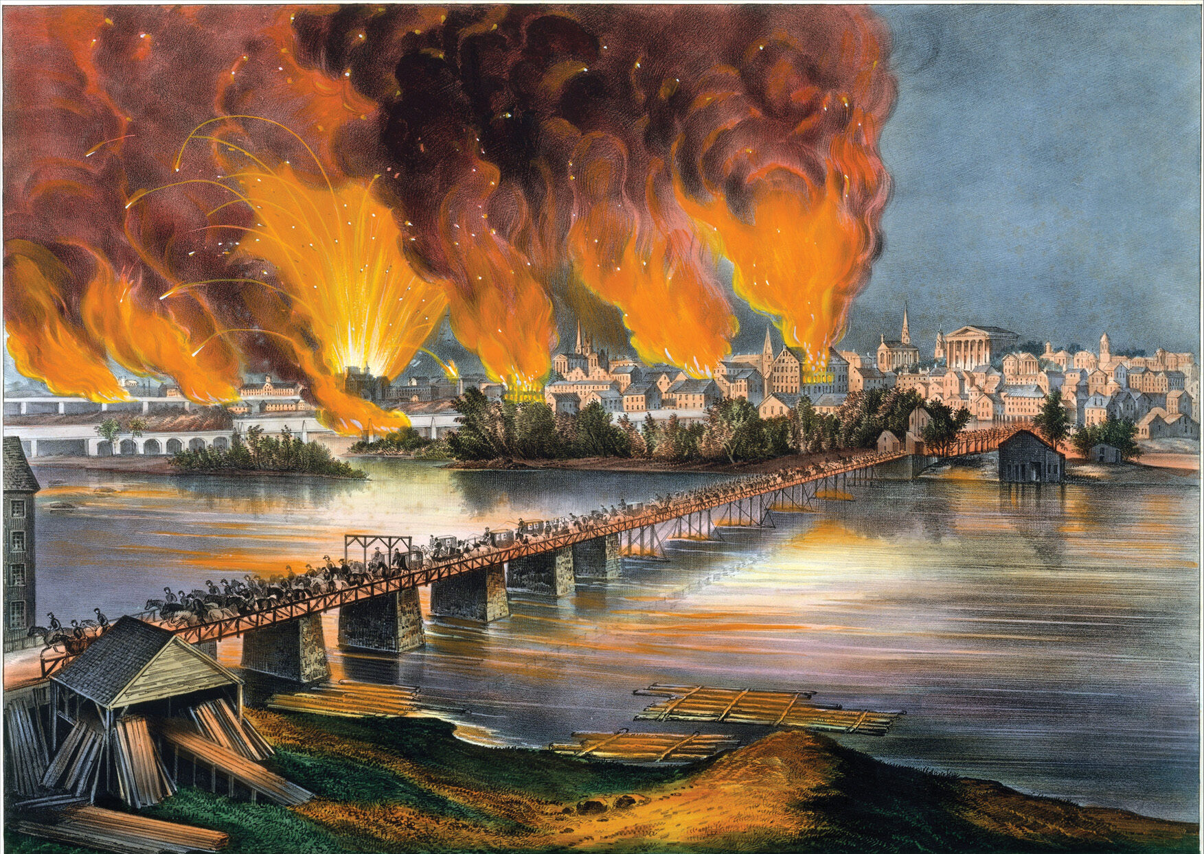 With Richmond in flames behind them, Robert E. Lee’s Confederate troops march west for Lynchburg. They were just 20 miles from their objective when forced to surrender less than a week later at Appomattox Court House.