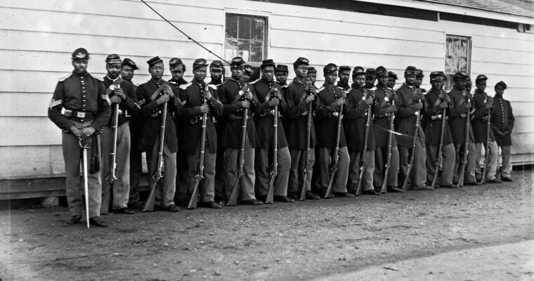 Soldiers of the 4th U.S. Colored Troops. The regiment participated in operations in Virginia and the coast of North Carolina.