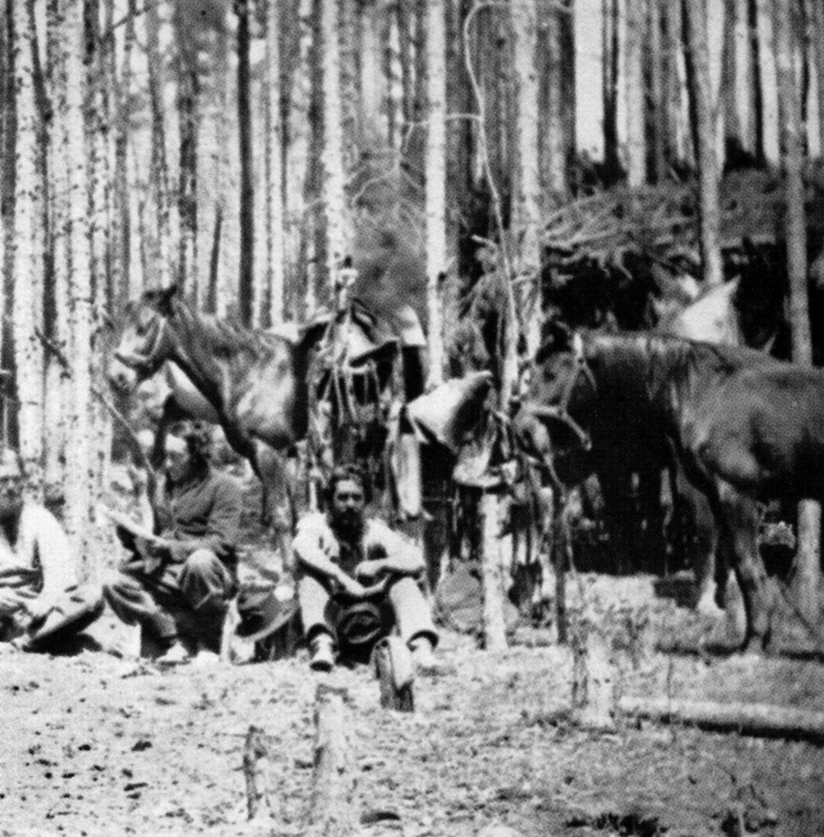 Union cavalry rest while on an expedition. Forrest gave them little opportunity for idle time at Brice’s Cross Roads. 