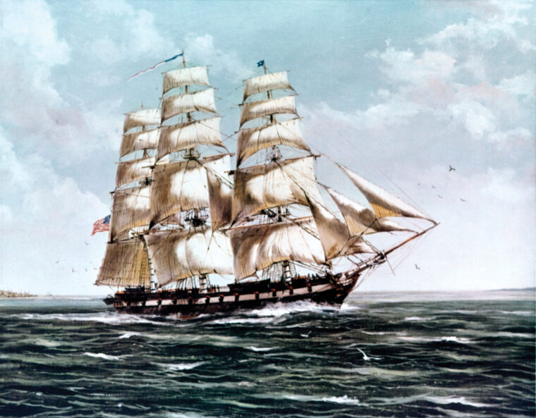 The USS Constellation, built in 1854, had the speed necessary to overtake slavers off the coast of West Africa in the mid-19th century.