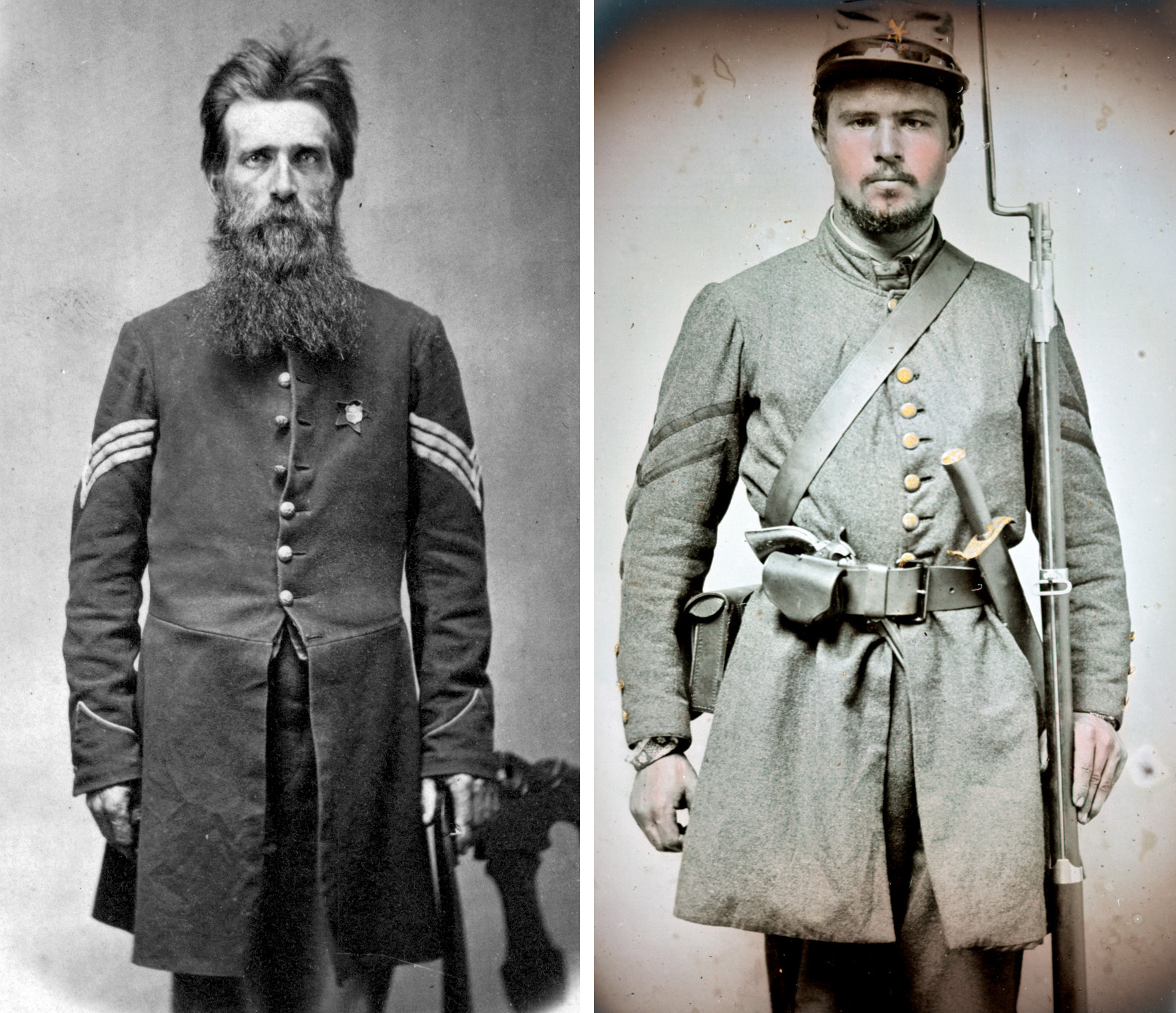 Lieutenant Washington L. Hicks (l) of the 28th New York Regiment of Crawford's brigade and Corporal C. Dorma Clarke of the 23rd Virginia Regiment of Colonel Taliaferro's brigade. Soldiers of both regiments found themselves in the thick of the fight.
