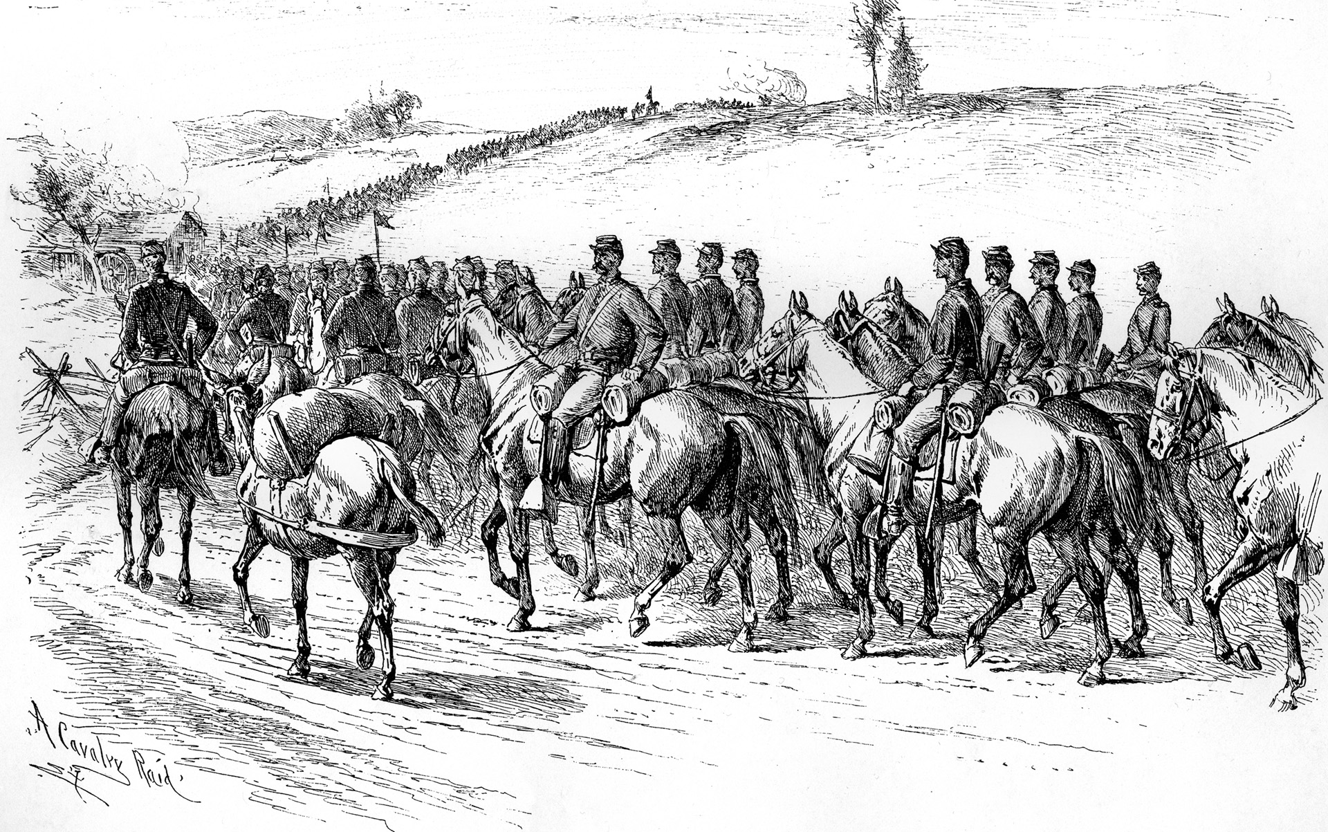 A Union cavalry column similar to the one led by Brig. Gen. Benjamin Grierson, whose troopers were the first to arrive at Brice's Crossroads. 