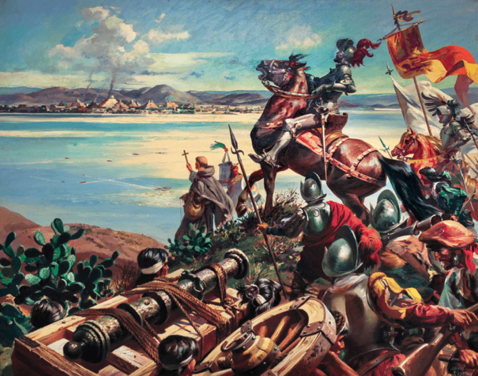 Cortes arrives with reinforcements before Tenochtitlan in late May 1521 with plans to besiege it. 
