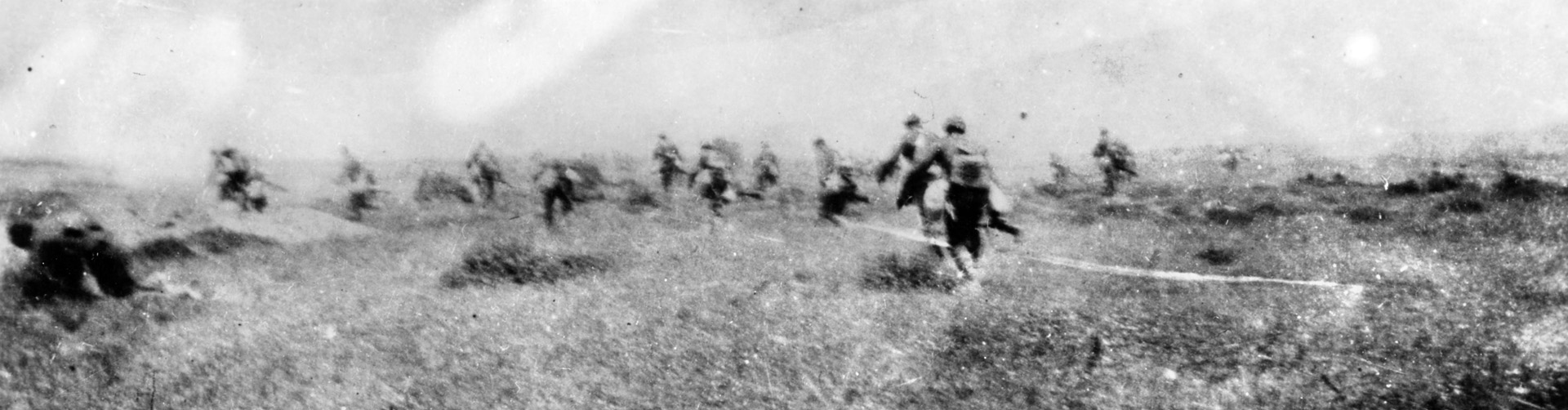 British soldiers attack during the Third Battle of Krithia in June 1915. The assault on June 4 was the final in a series of Allied attacks against the Turkish defenses five miles north of Cape Helles.