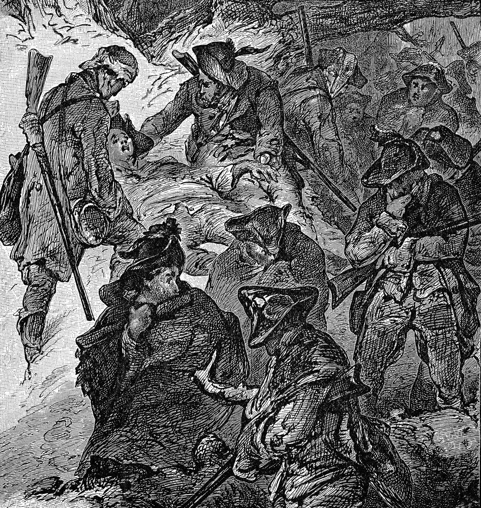 The extreme weather encountered by Arnold's expedition on its 350-mile trek resulted in a large loss of manpower. Following a council of war near the end of the march, several hundred opted to return home.