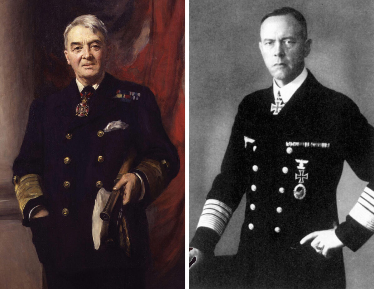 Sir John “Jacky” Fisher (left), father of British battleship doctrine, and Admiral Günther Lütjens, skipper of the Bismarck.