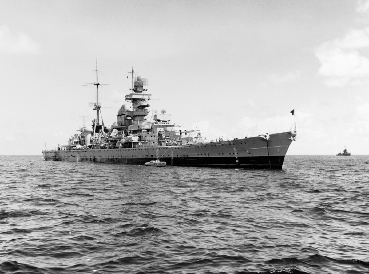 The German heavy cruiser Prinz Eugen (pictured in 1947) survived the war only to be used by the U.S. in the Pacific to test the effects of nuclear blasts on warships. 