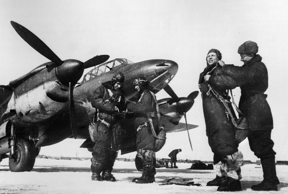As the number of aircraft available to the Germans continued to dwindle, the number of Soviet aircraft kept increasing. Here pilots of the Red Air Force suit up for another engagement with the Luftwaffe. 