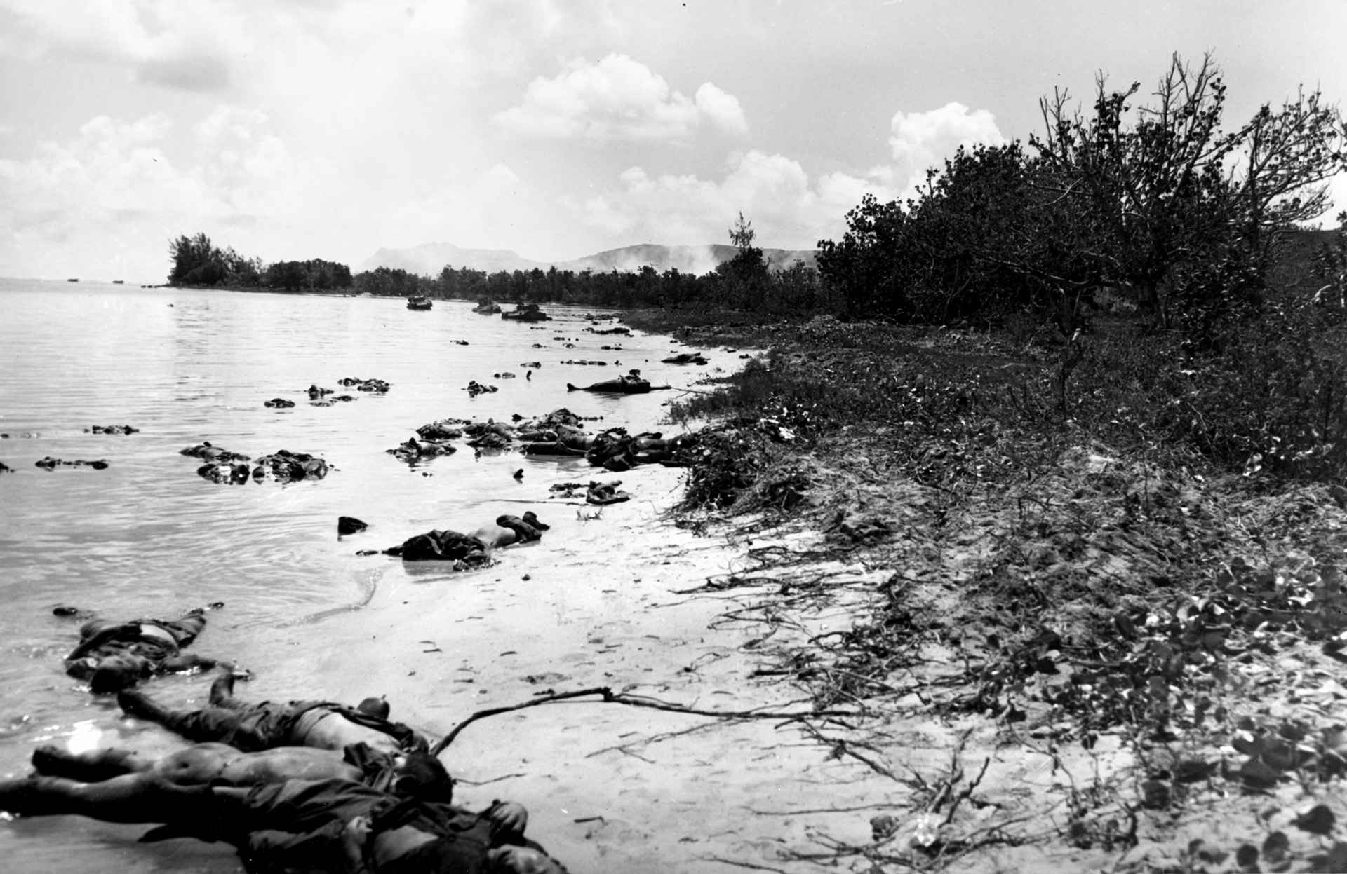 Japanese corpses line the shore at Saipan. The smell of death was something Paul Murphy never forgot. 